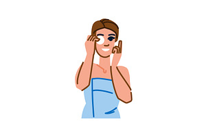 Smiling woman removing makeup with, an Object Illustration by pikepicture
