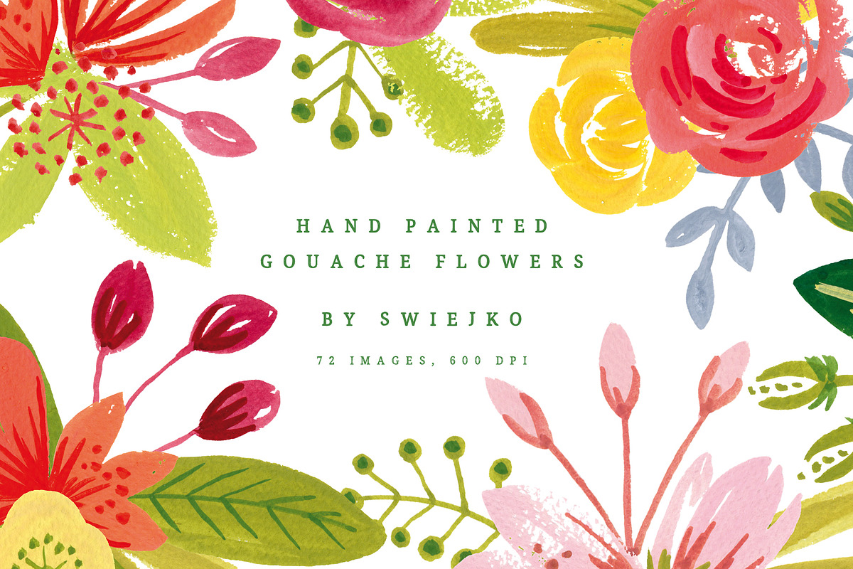 Simple Gouache Flowers, bouquets, a Texture Illustration by swiejko (Photo 1 of 3)