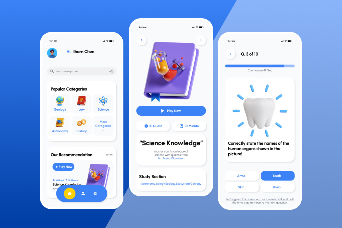 Stadiz – Smart Exam Prep Quiz UI Kit, an App Template by productype1 (Photo 4 of 5)
