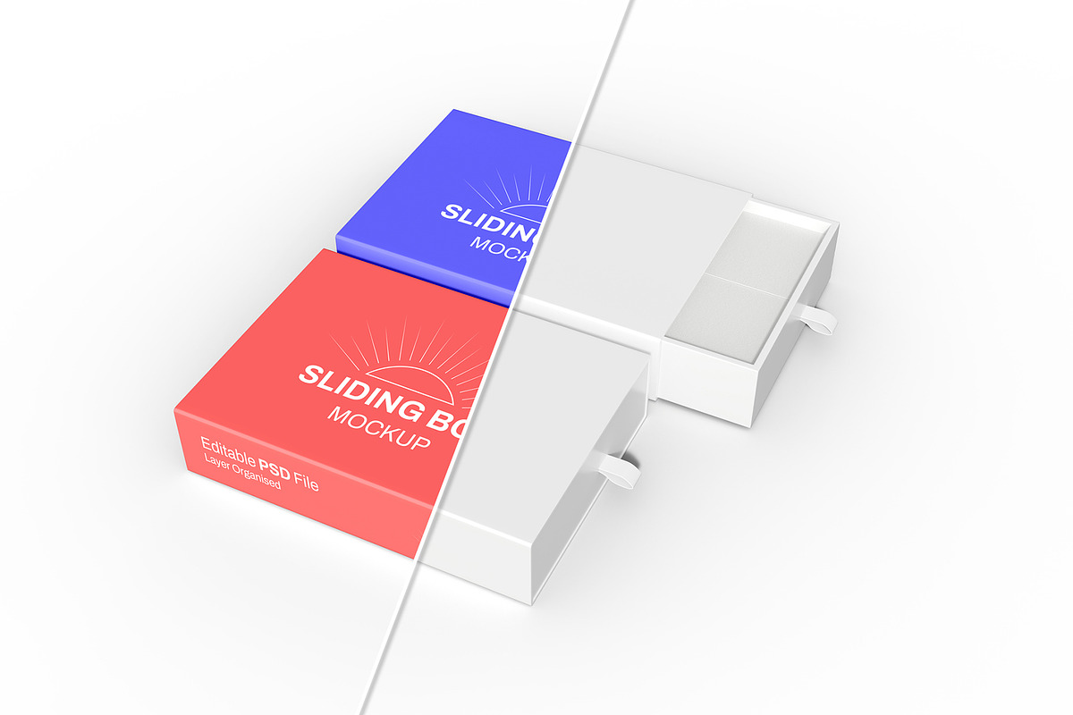 Square Sliding Box Mockup