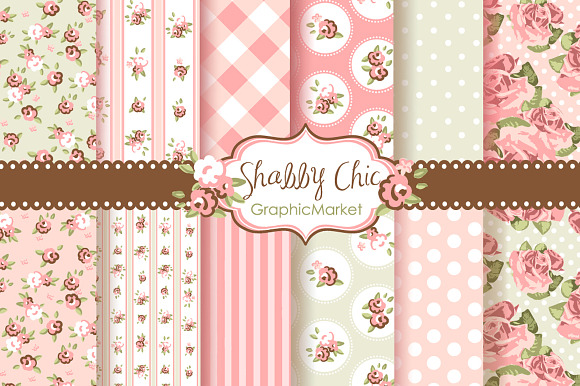 Shabby Chic Rose Digital Patterns preview 6