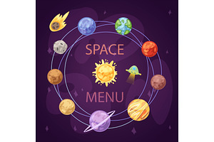 Solar System With Planets, Spaceship