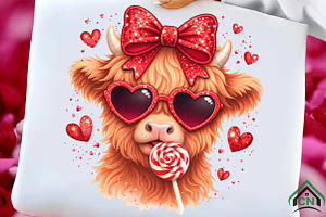 Valentine Coquette Png, Highland Cow, an Illustration by Craft Nest