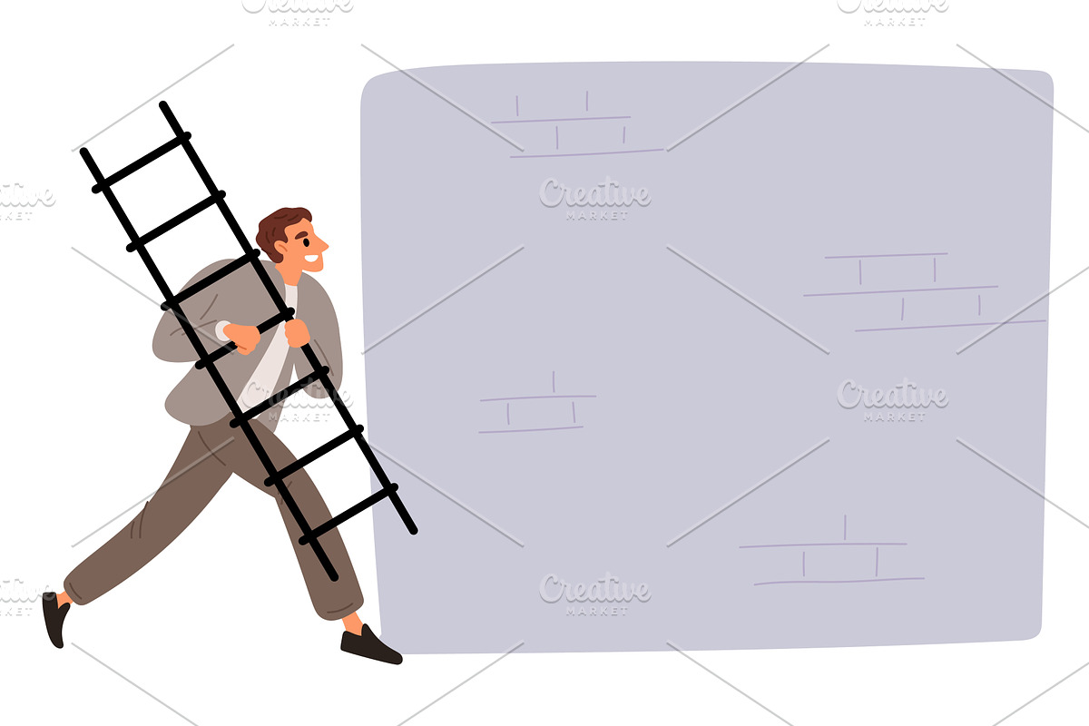 Businessman carries ladder to climb, a Person Illustration by Vectorbuum