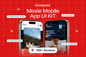 Cinemate - Movie Mobile App UI KIT, an UI Kit Template by Lumina_ui_ux202