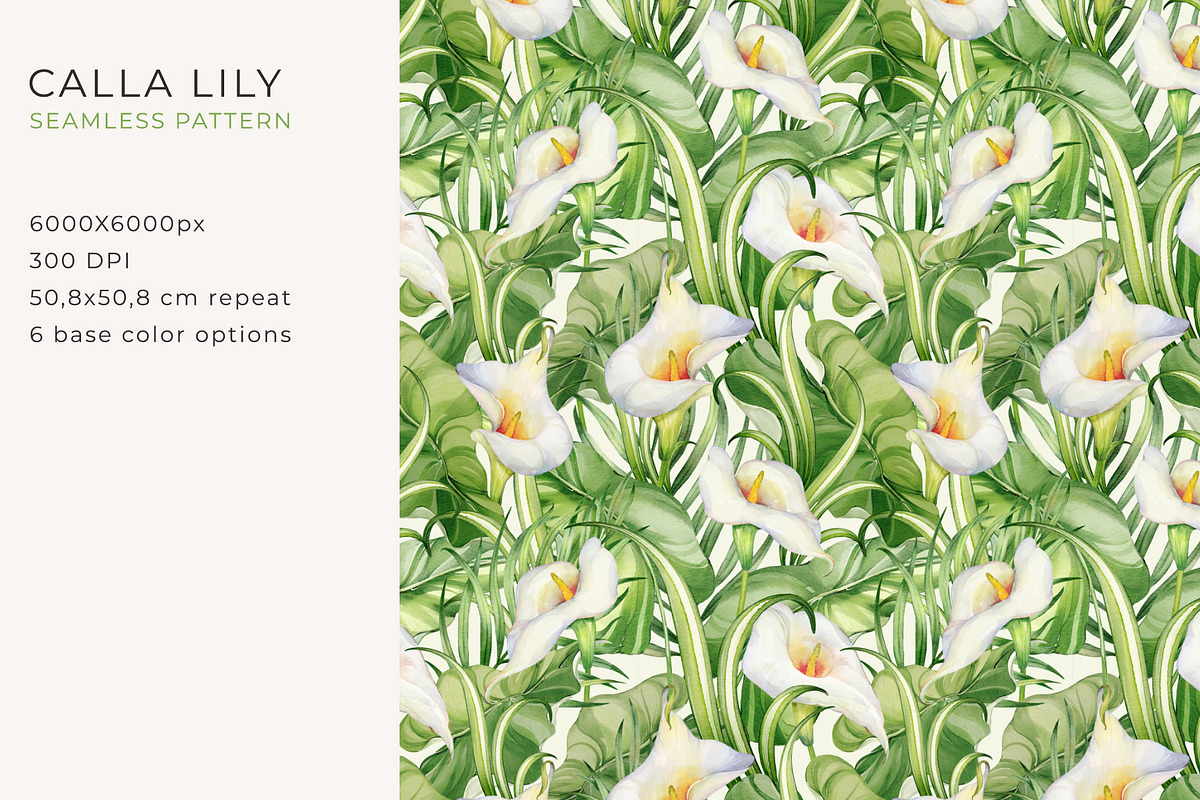 Calla Lily Seamless Pattern, a Pattern Graphic by PicByKate (Photo 2 of 13)