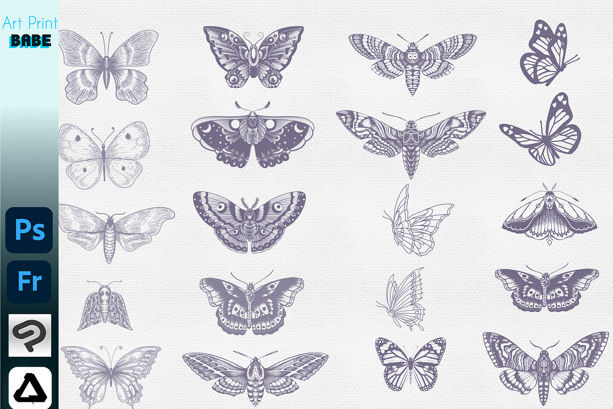 Photoshop Butterfly Stamp ClipStudio, a Brush Add-On by ArtPrintBabe (Photo 2 of 6)