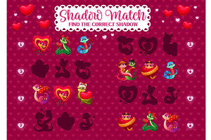 Shadow match game of Valentine Day, a Seasonal Illustration by Buch&Bee