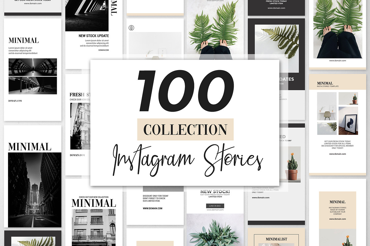 100 MINIMAL INSTAGRAM STORIES BUNDLE, a Social Media Template by Medianeka (Photo 1 of 13)