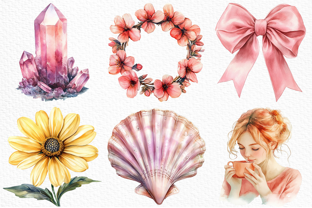 Watercolor Pastel Whispers Clipart, an Illustration by Craft Nest (Photo 6 of 6)