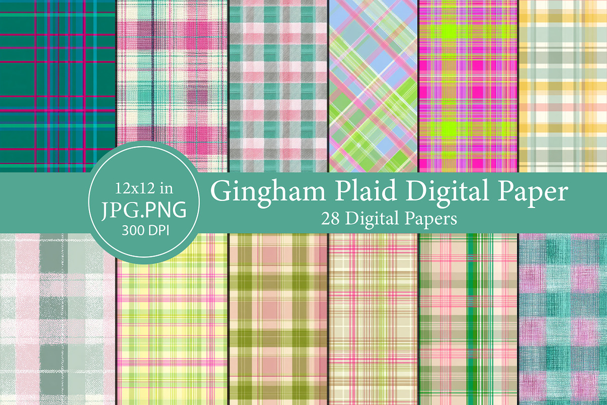 Gingham Plaid Digital Paper, an Illustration by Designworld (Photo 1 of 6)