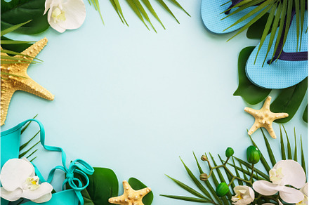 Summer flat lay background, sea, a Holiday Photo by Nadia-nb