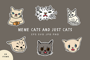Funny Meme Cats Stickers, an Animal Illustration by Kristina Chistiakova