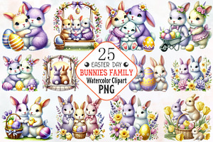 Easter bunnies family clipart, an Illustration by RobertsArt