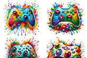 Color Splash Game Controller Set, a Technology Illustration by DoubleTwists (Thumbnail 2 of 5)