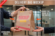 Bag Mockup During Food Delivery PSD, a Packaging Mockup by Bruno's Shop (Thumbnail 1 of 4)
