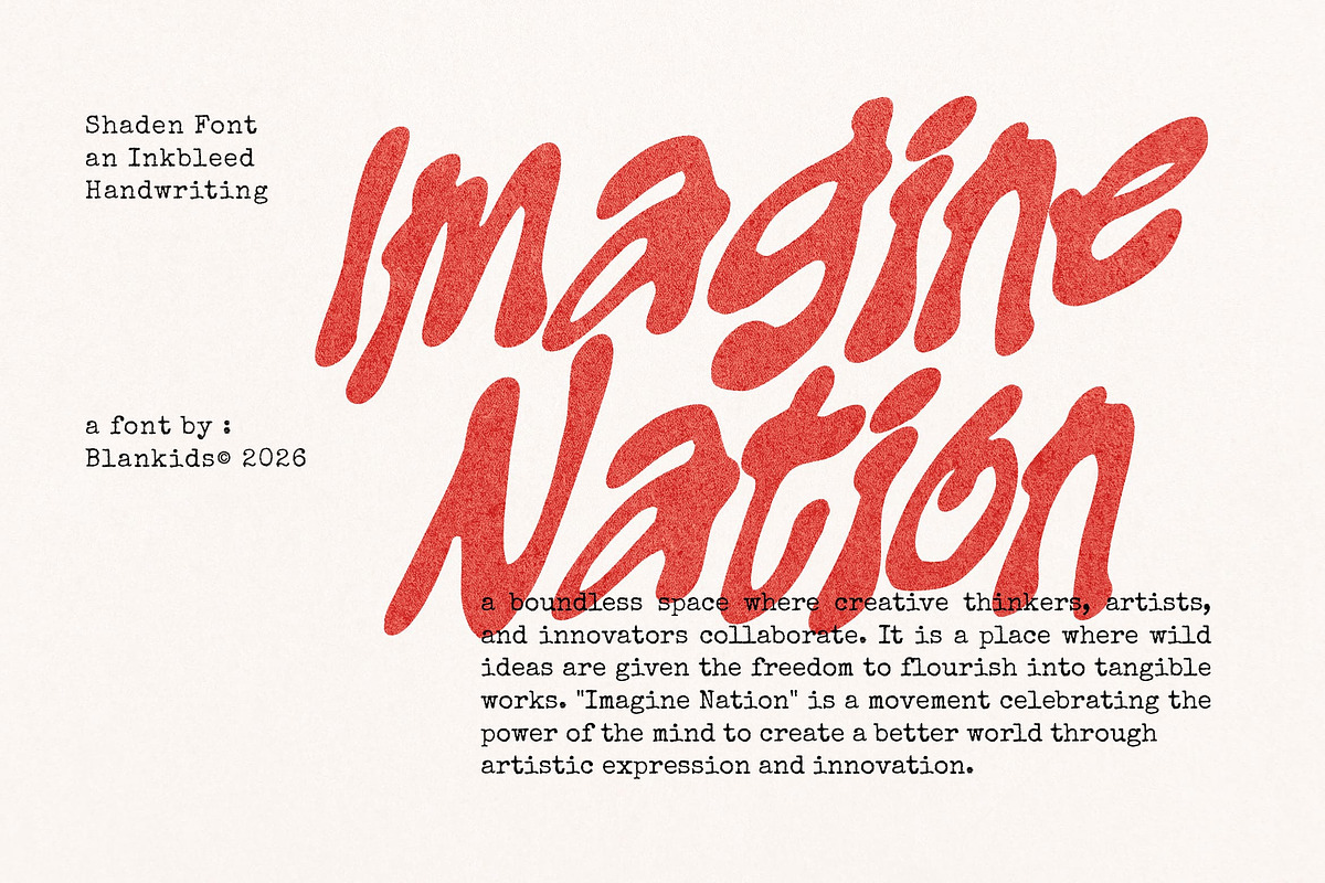 Shaden an Inkbleed Handwritting Font, a Handwritten Font by Blankids Studio (Photo 2 of 9)