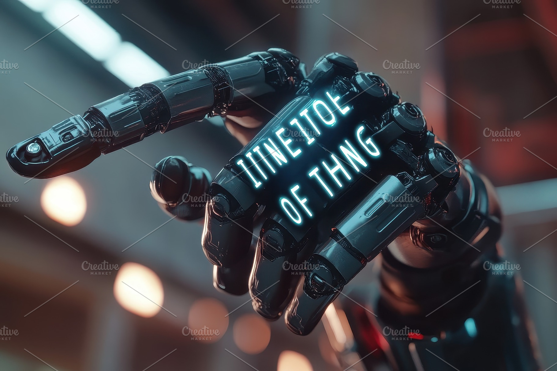 Cyborg hand with illuminated text po, a Photo by Iftikhar Alam