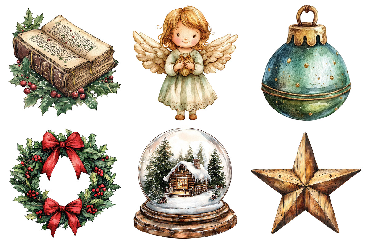 Vintage Drawing Christmas Clipart, an Illustration by Daily.Designs (Photo 5 of 5)