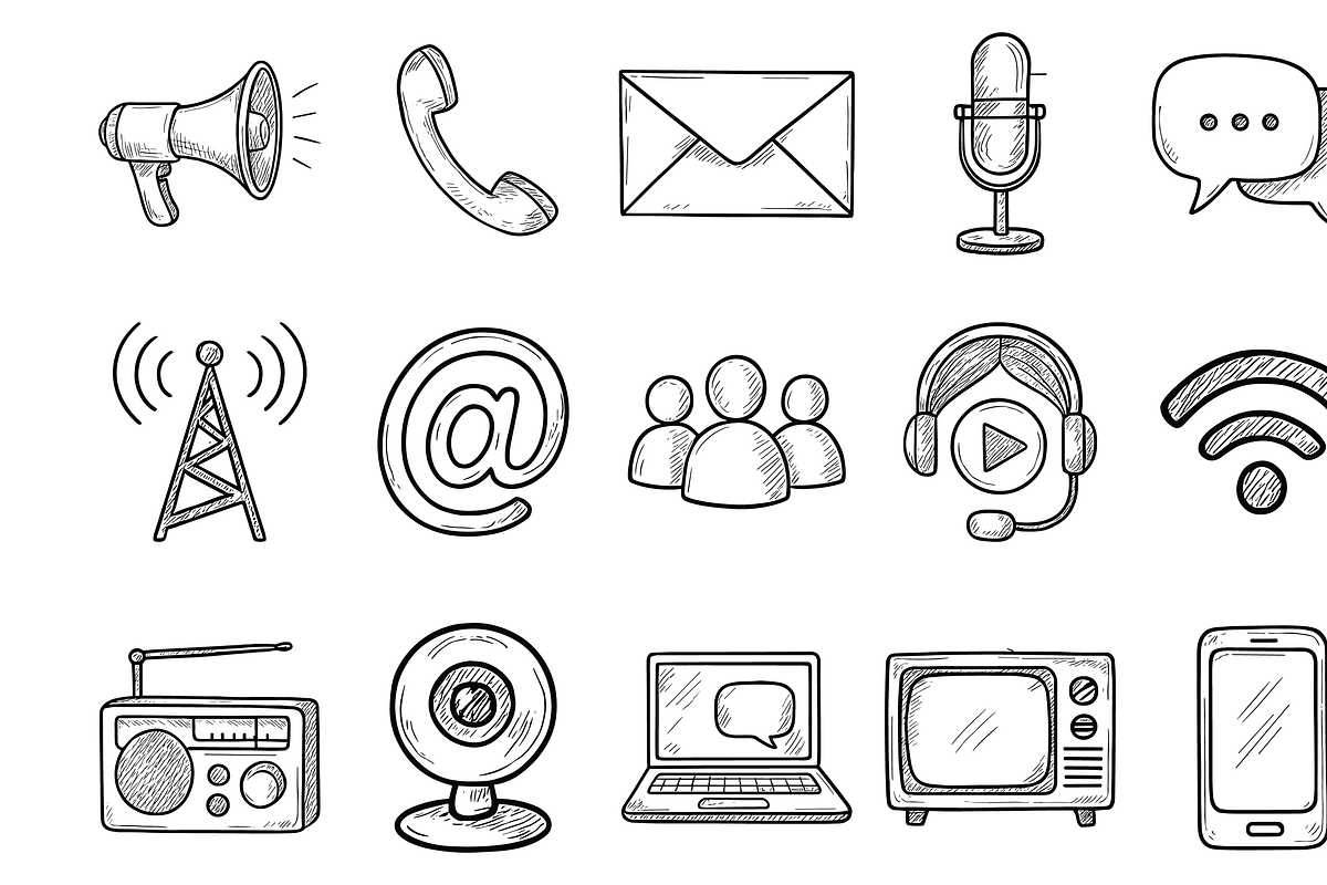 Communication Media Icons, an Object Graphic by nikagraphic