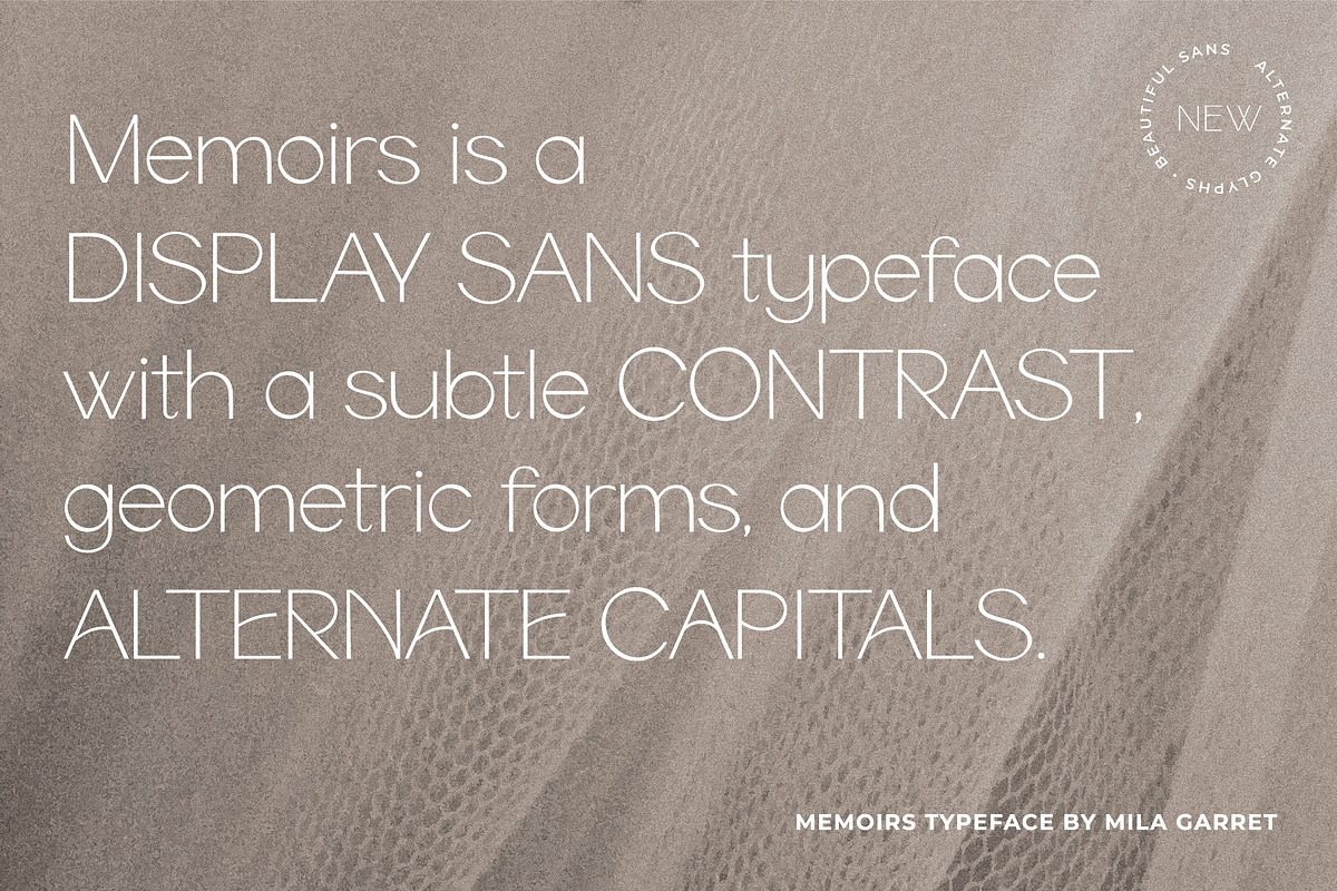 Memoirs Sans Modern Logo Font, a Sans Serif Font by Mila Garret (Photo 5 of 15)