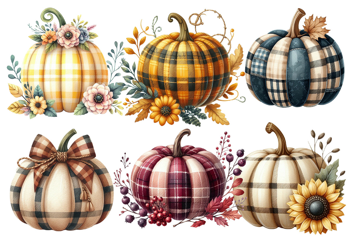 Autumn Plaid Pumpkin Sublimation, an Illustration by Designworld (Photo 5 of 7)