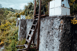 Modern ladder on old pool exterior, an Architecture Photo by SkyNext