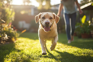 Happy retriever running towards the, an Animal Photo by Pixeness Studio