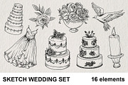 Wedding Sketch Set PNG, a Decorative Illustration by LOKSKIH (Thumbnail 1 of 9)