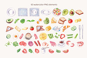 Watercolor Breakfast Clipart, a Food Illustration by Blowballmay (Thumbnail 2 of 4)