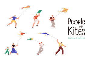 People flying kites set, a Person Illustration by Good Studio