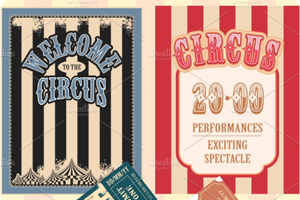 Circus retro posters tickets, a Texture Illustration by alena.sipilova (Photo 2 of 2)