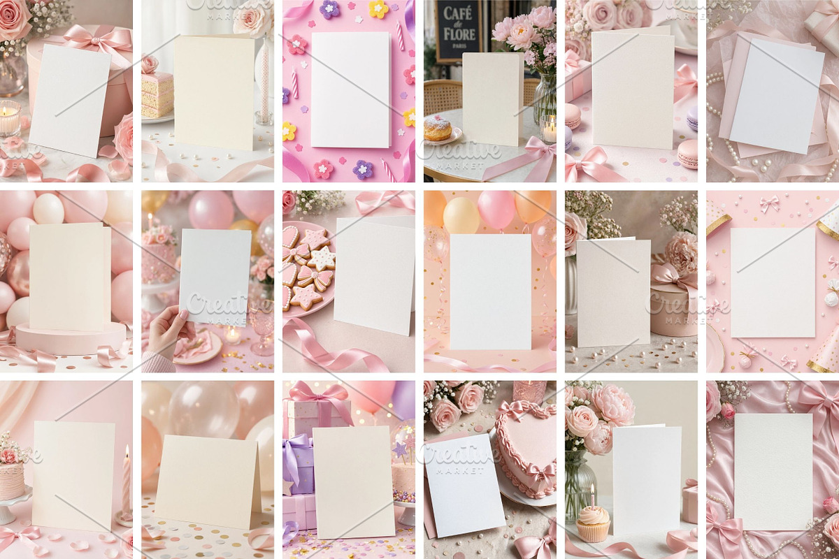 Girl Birthday Card Mockup, a Background Photo by Selenique Studio (Photo 7 of 9)