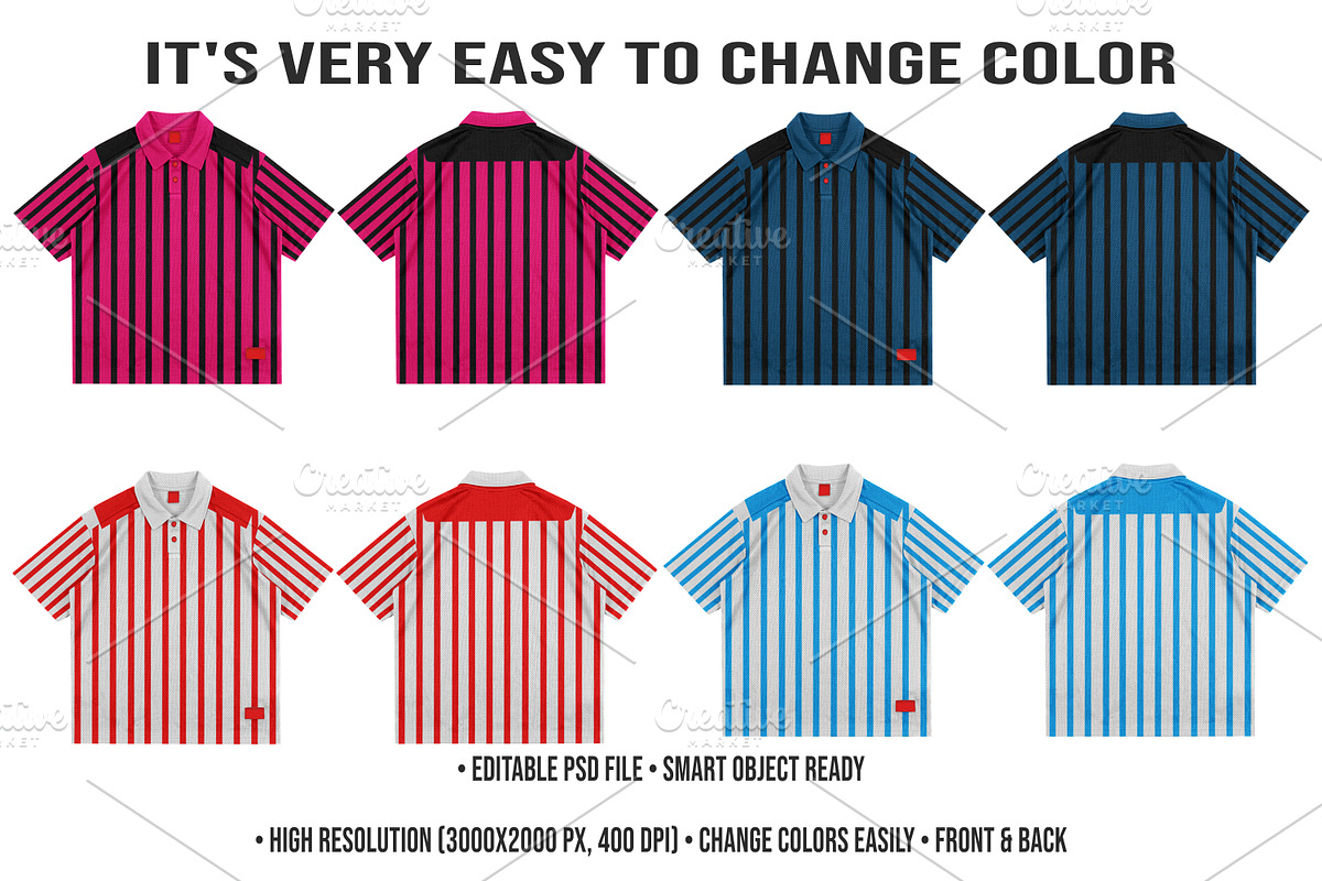 Vintage Striped Jersey Mockup PSD, a Shirt Mockup by std.badboy (Photo 2 of 4)
