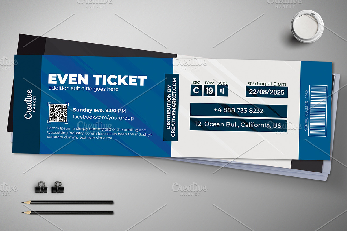 Business Style Event Ticket 02-021, a Templates & Theme by Tzochko (Photo 1 of 5)