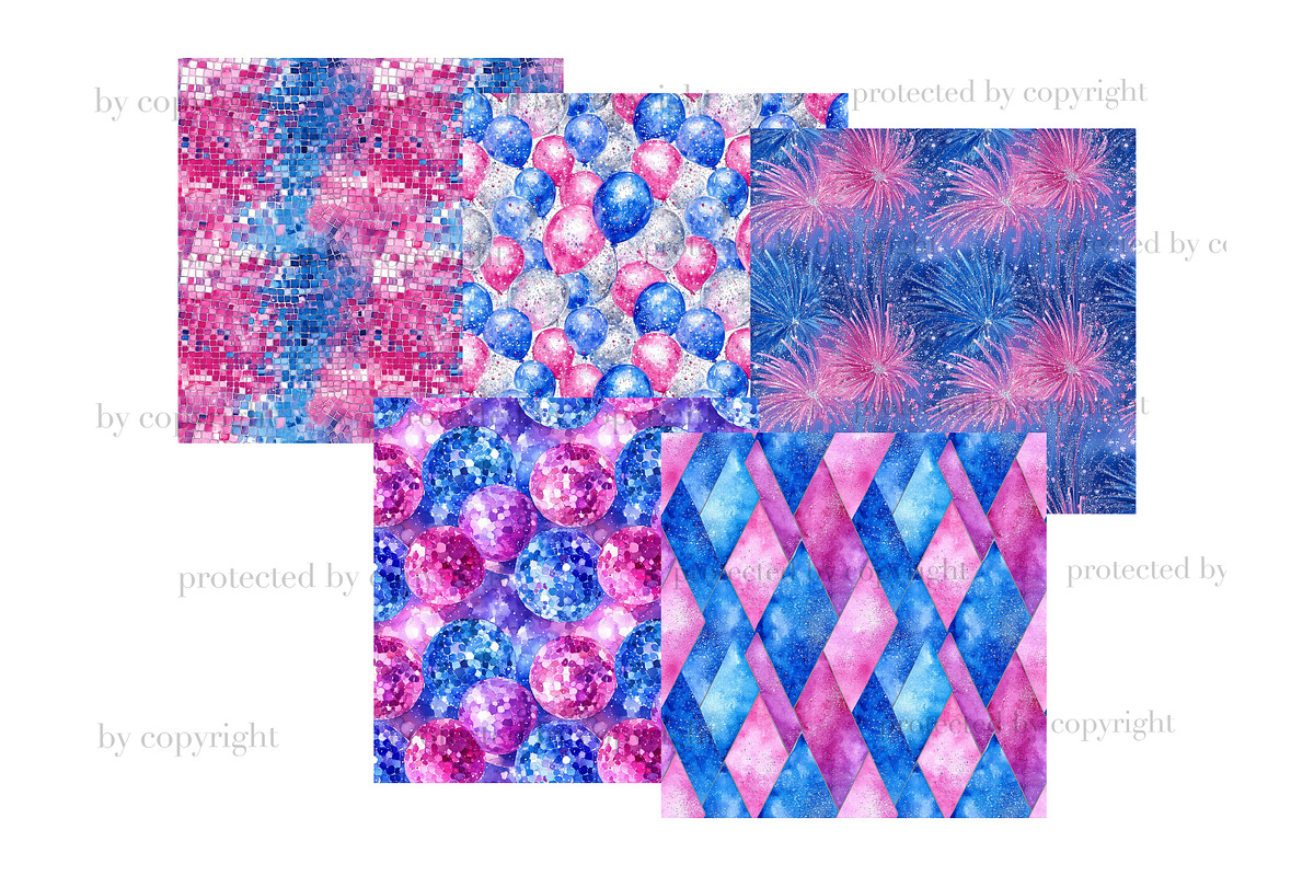Bright New Year Digital Papers, a Pattern Graphic by GlamArtZhanna (Photo 3 of 4)