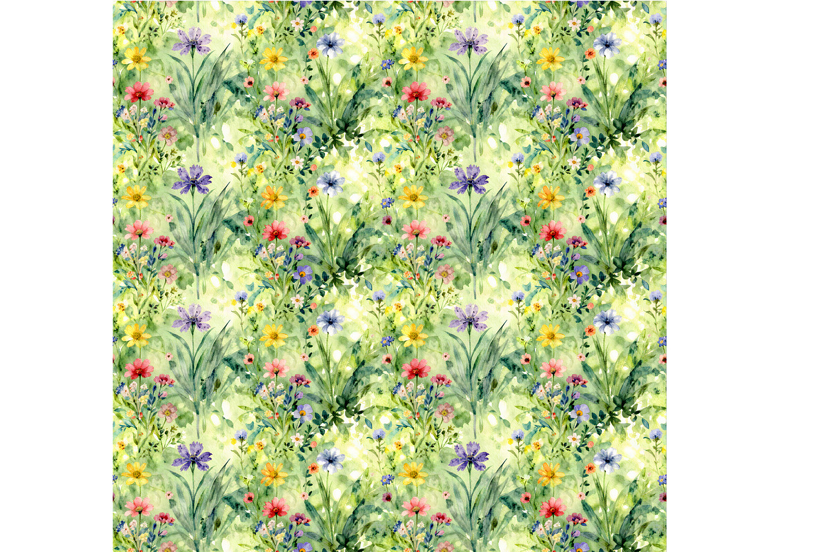 Watercolor Wild Flowers Seamless, a Pattern Graphic by Sharon Schwalbe (Photo 5 of 6)