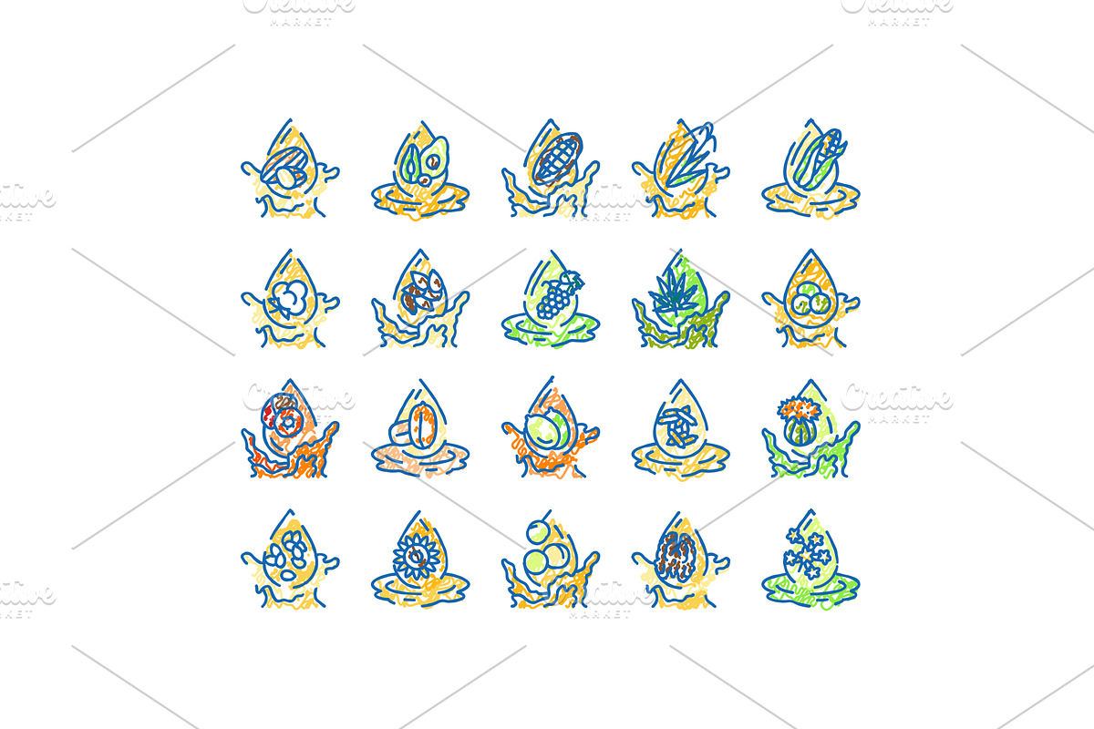 oil liquid yellow drop cooking icons, an Object Illustration by pikepicture
