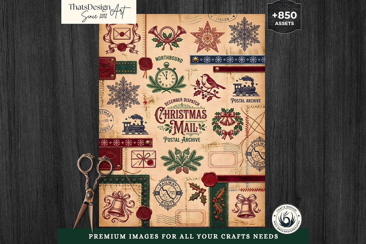 Christmas Correspondence journal kit, a Seasonal Illustration by ThatsDesignArt (Photo 4 of 20)