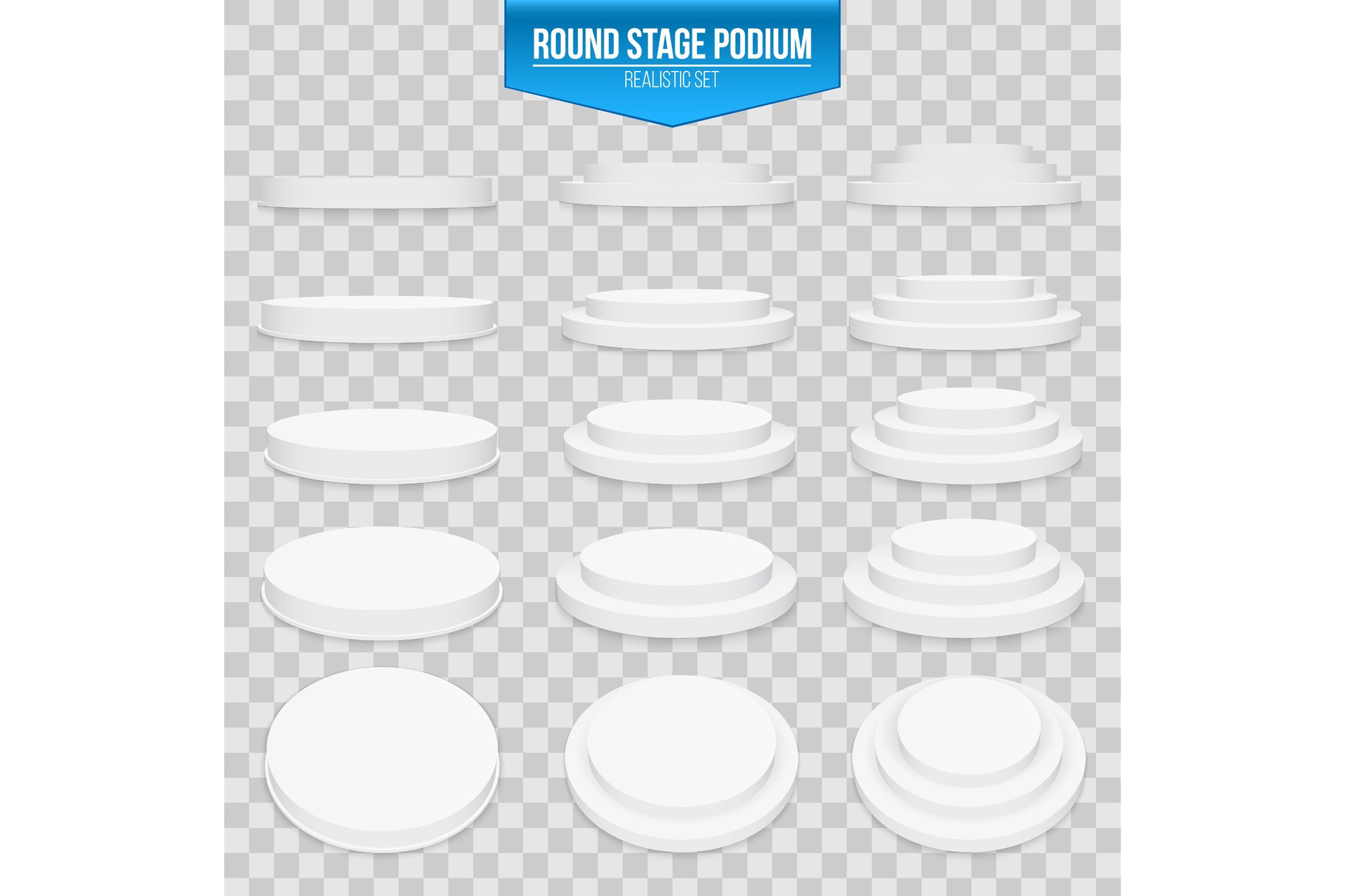 Round Stage Podium Pedestal Set by Happy Vector  Creative Market