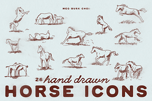 Horse Illustrated Icons - Handmade, an Animal Illustration by MEG BURK CHOI