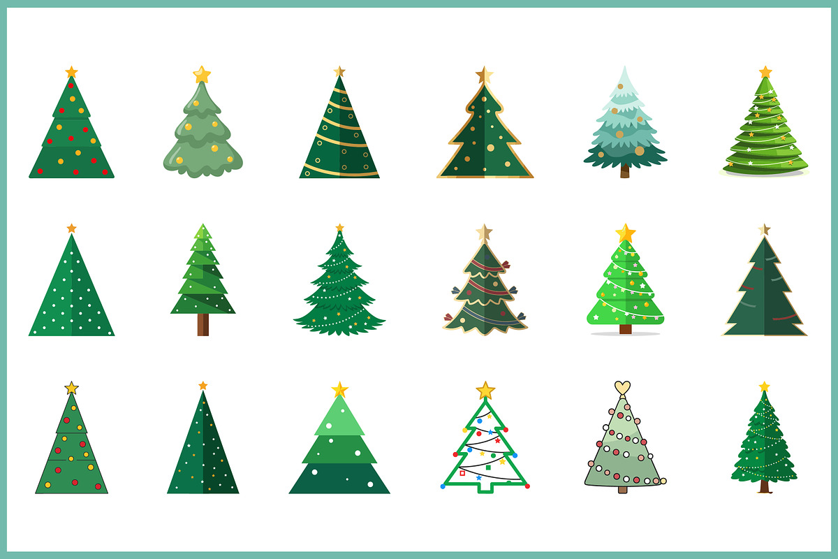 Cute Christmas Tree Clipart PNG Set, a Seasonal Illustration by Gfx Expert Team (Photo 2 of 3)