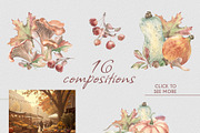 Pumpkin clipart. Autumn watercolor, an Illustration by Kate Lanbina (Thumbnail 5 of 16)