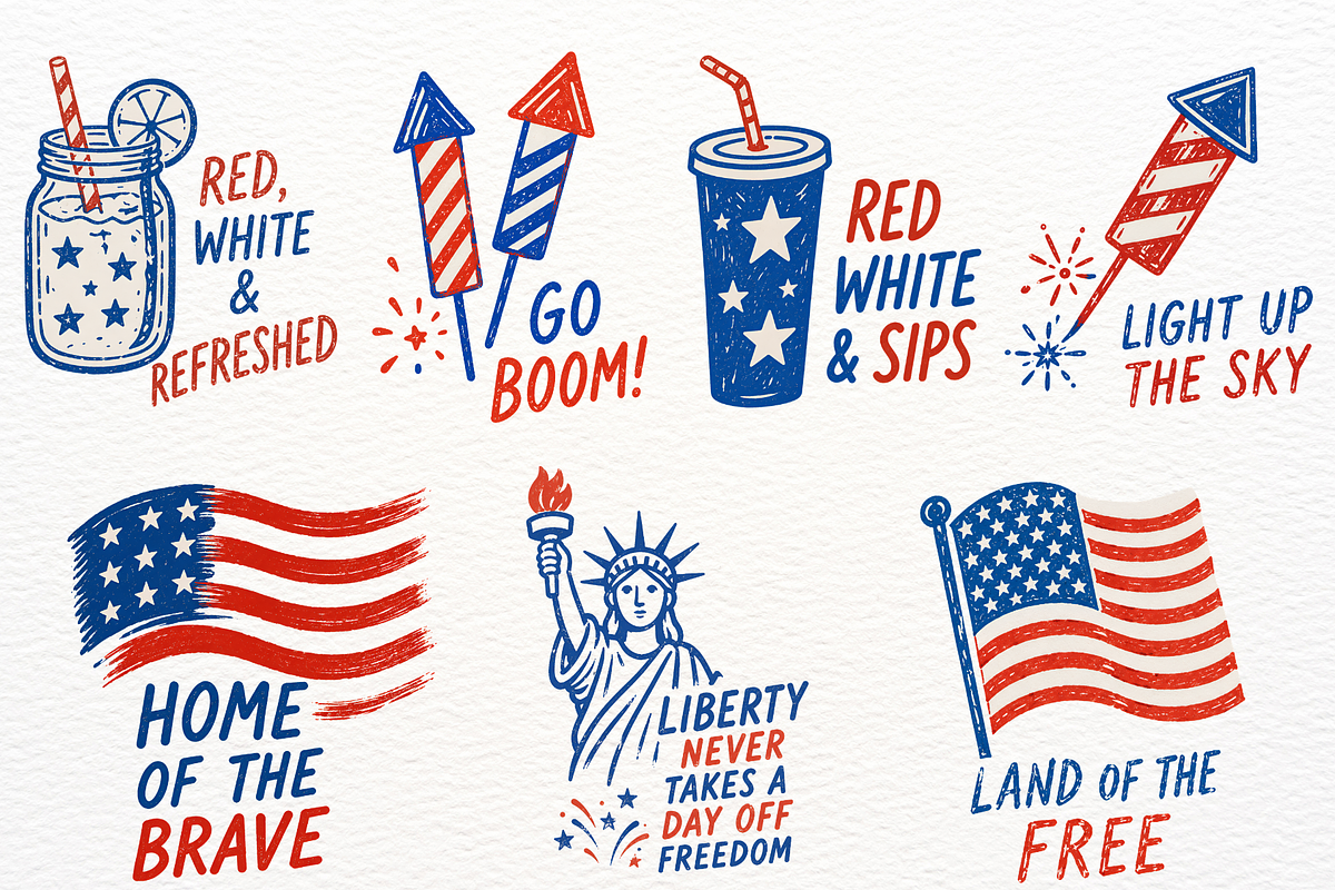 4th July Independence Day Clipart, a Seasonal Illustration by SugarCloudStudioArt (Photo 6 of 7)