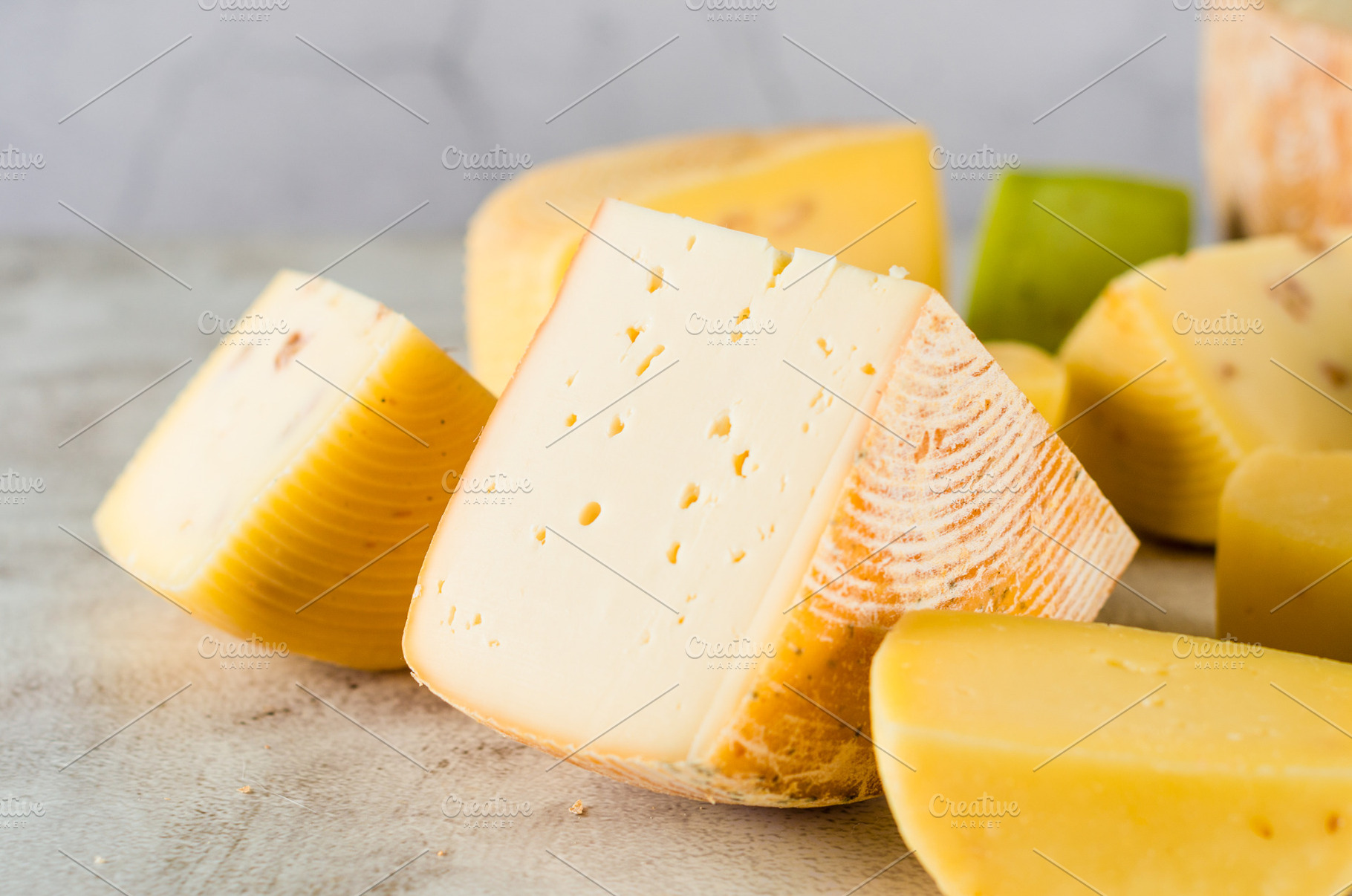 Various kind of craft cheese. Cheese assortment of different typ, a Food & Drink Photo by vimart