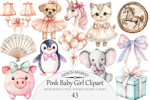Pink Baby Girl Clipart, an Illustration by Design Market