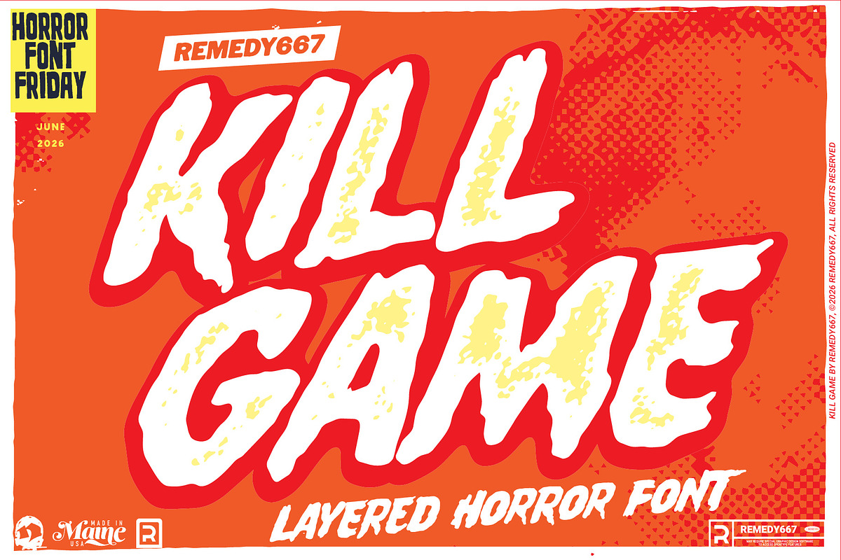 Kill Game, a Sans Serif Font by Remedy667 (Photo 1 of 9)