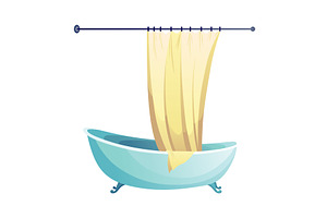 Cartoon bathroom. Vintage blue, an Object Illustration by the8monkey
