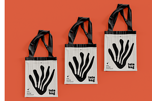 Three Tote Bag Mockup