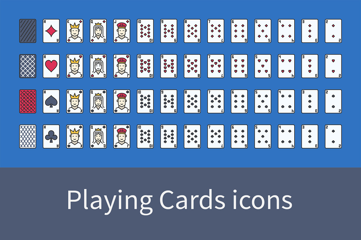 Playing Cards icons set, an Outline Icon by VenomousVector (Photo 2 of 3)